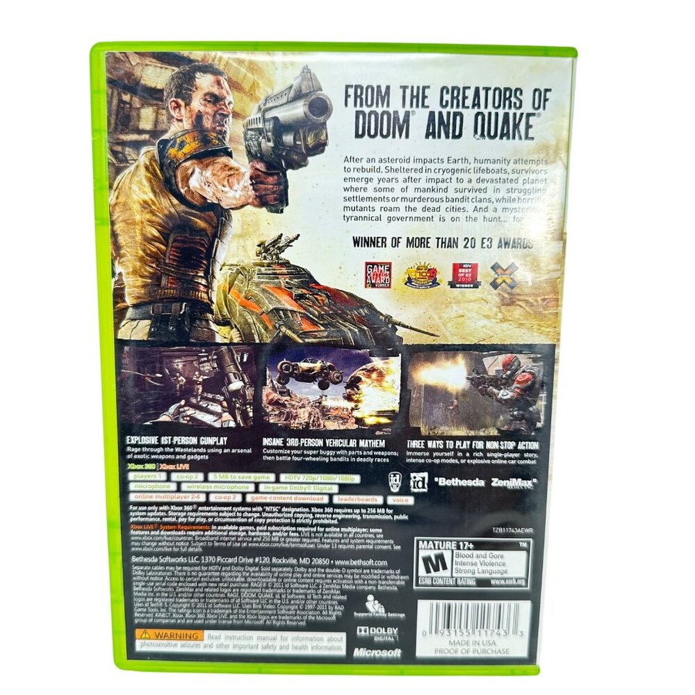 Rage - Xbox 360 - Anarchy Edition - CIB - Tested/Works - Picture 2 of 5